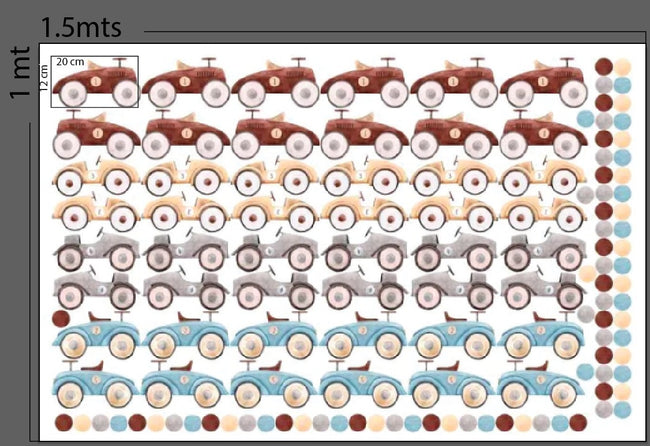 Vinil estampas coches y puntos