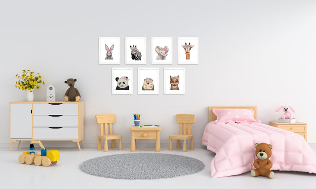 Set Ilustraciones Animales Corona Acuarela