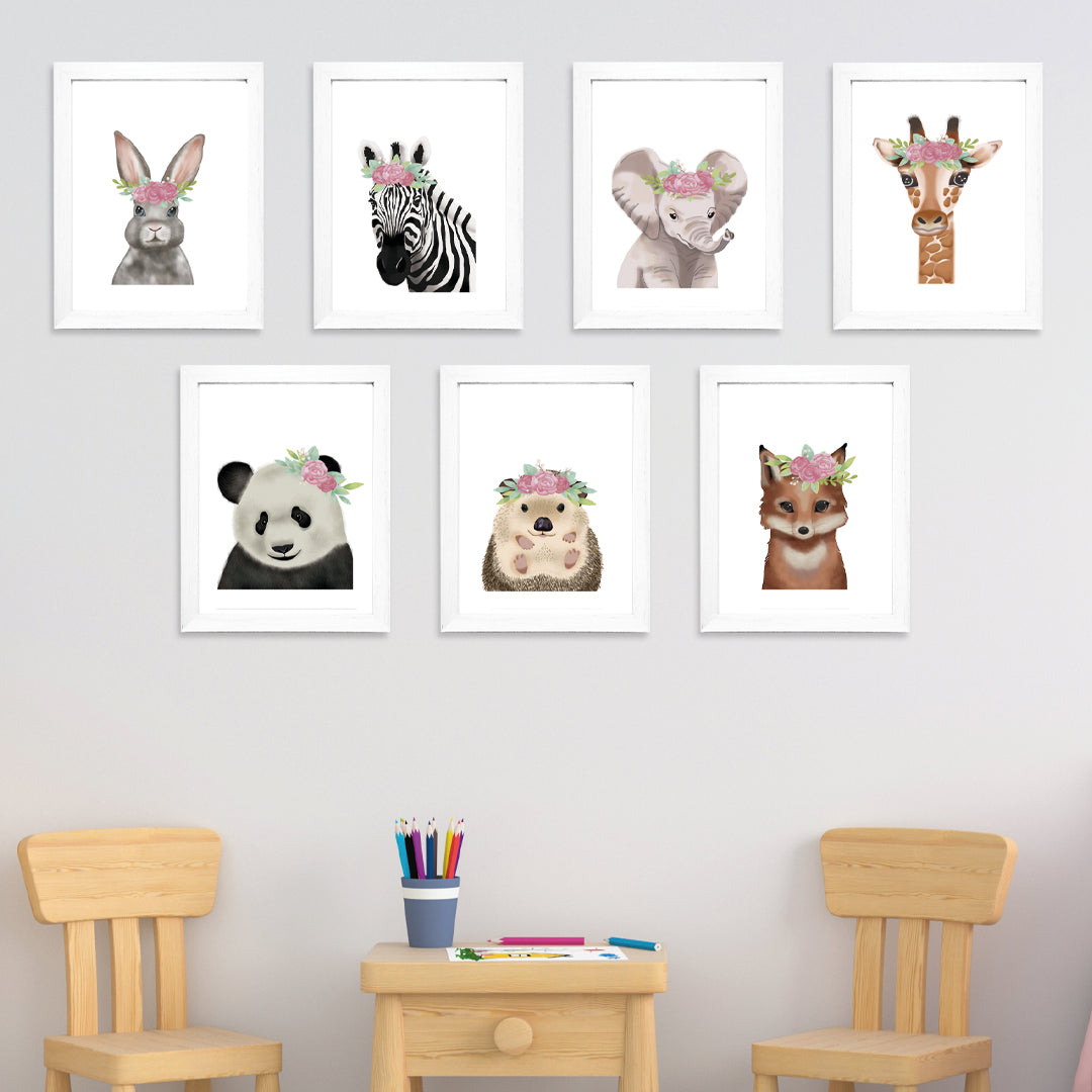Set Ilustraciones Animales Corona Acuarela