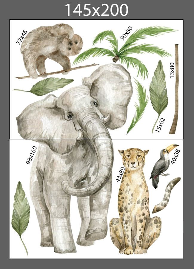 Vinil Selva elefante, chita y oso